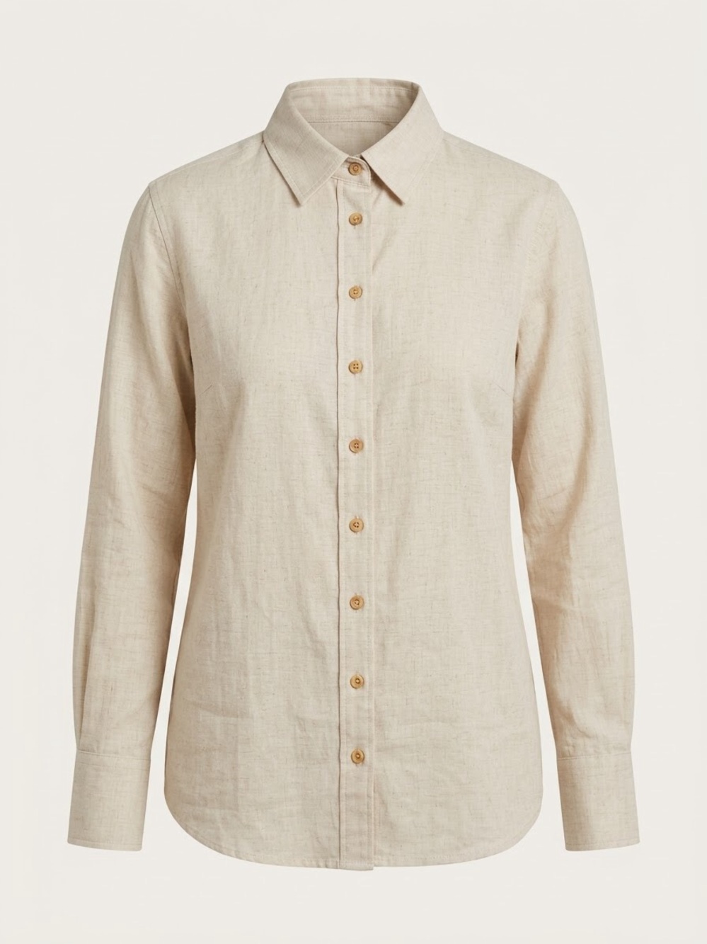 NWT Toit Volant Beige Long Sleeve Button Down Shirt Contemporary Sustainable